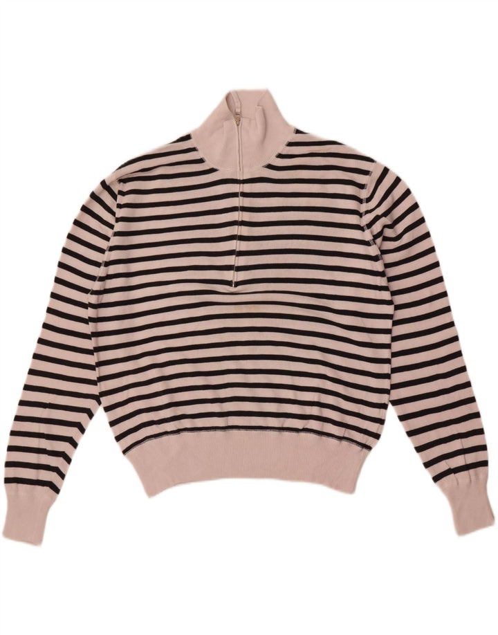 Slam Pull col zippé pour femme UK 14 en coton rayé blanc moyen