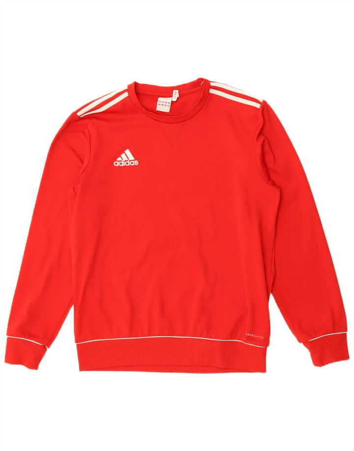 Adidas Hommes Climawarm Sweatshirt Jumper UK 38/40 Rouge Moyen Polyester