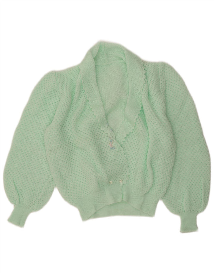 vintage Femme Cardigan Pull UK 14 Moyen Turquoise