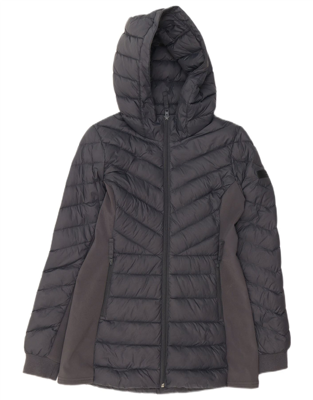 HOLLISTER Veste matelassée à capuche pour femme UK 10 Small Gris Nylon