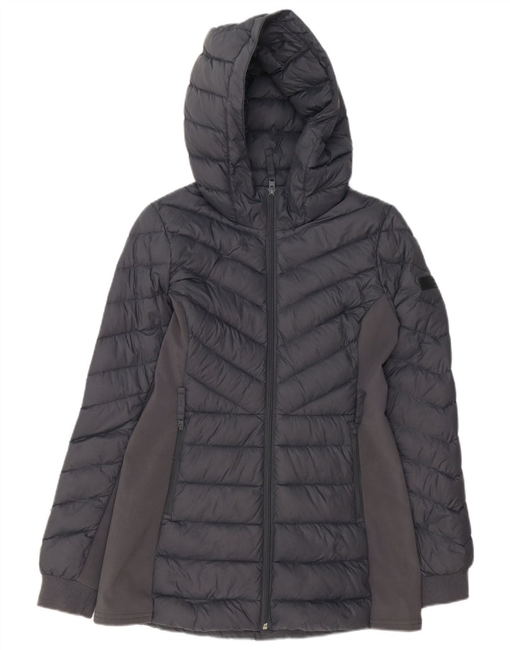 HOLLISTER Veste matelassée à capuche pour femme UK 10 Small Gris Nylon
