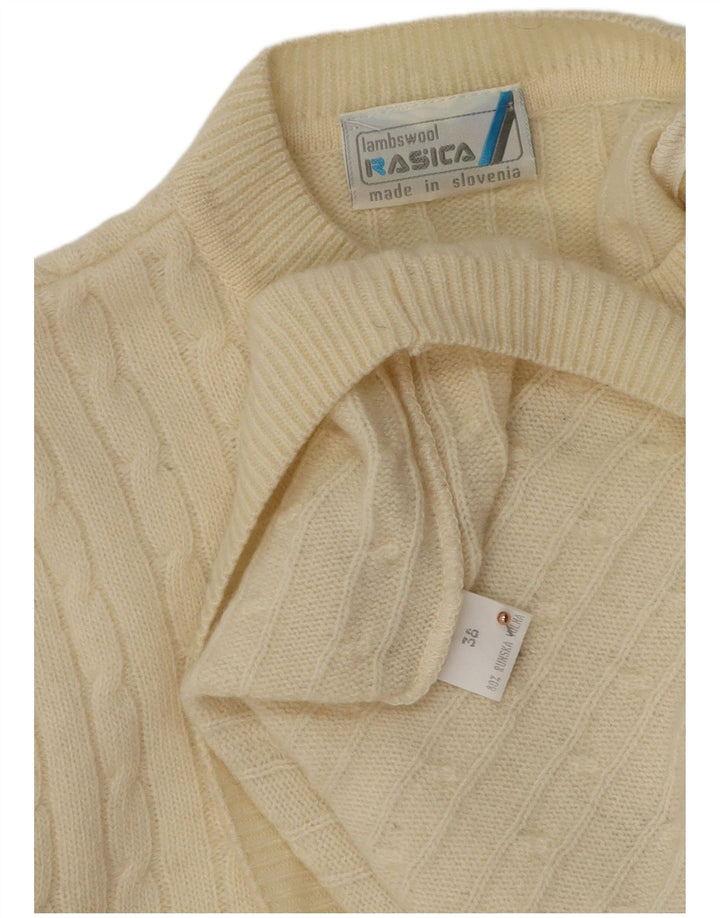 Rasica Pull à col rond pour femme EU 38 en laine d'agneau blanc cassé moyen
