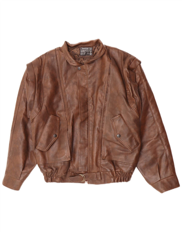 veste en cuir homme vintage IT 50 Grand Marron