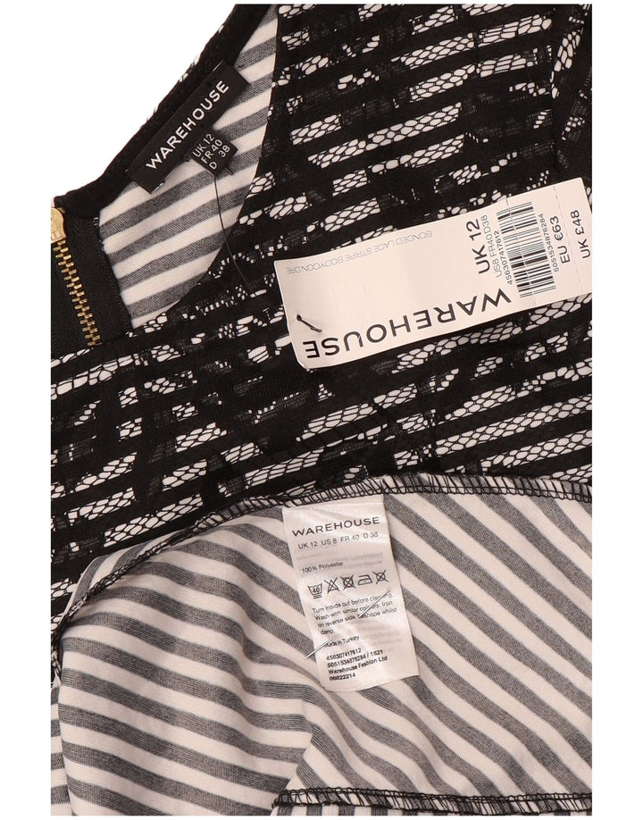 Warehouse Robe moulante pour femme UK 42 Medium Noir Floral Polyester