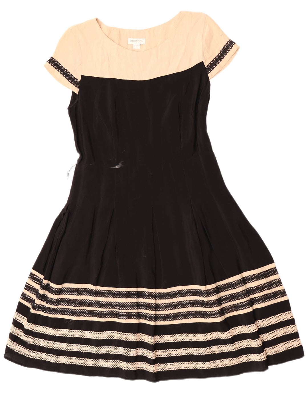 Monsoon Robe trapèze pour femme UK 42 Viscose color block noir moyen