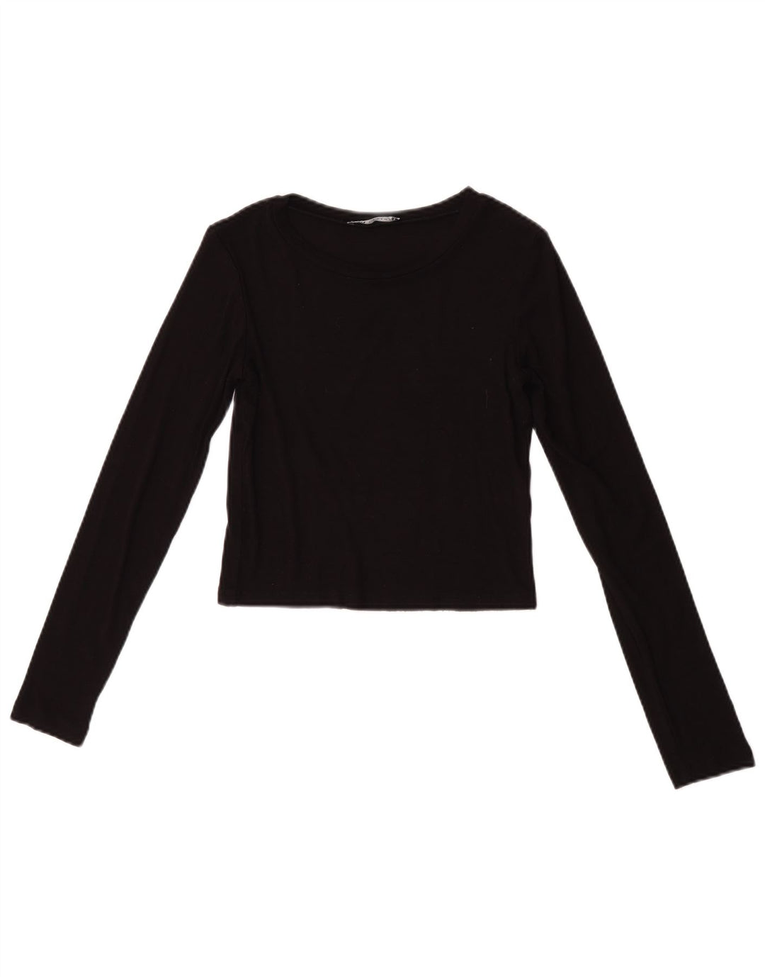 Zara Womens Crop Top Manches Longues UK 8 Petit Noir
