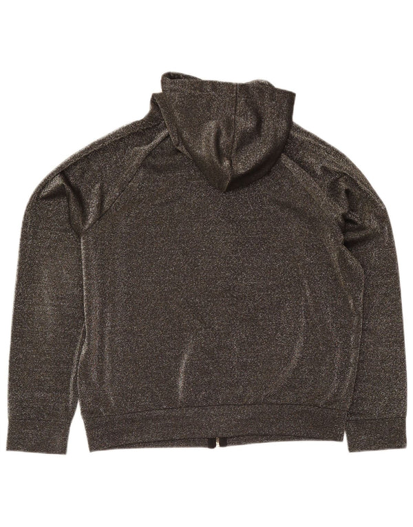 Juicy Couture Pull à capuche zippé pour femme UK 16 Grand gris moucheté en polyester
