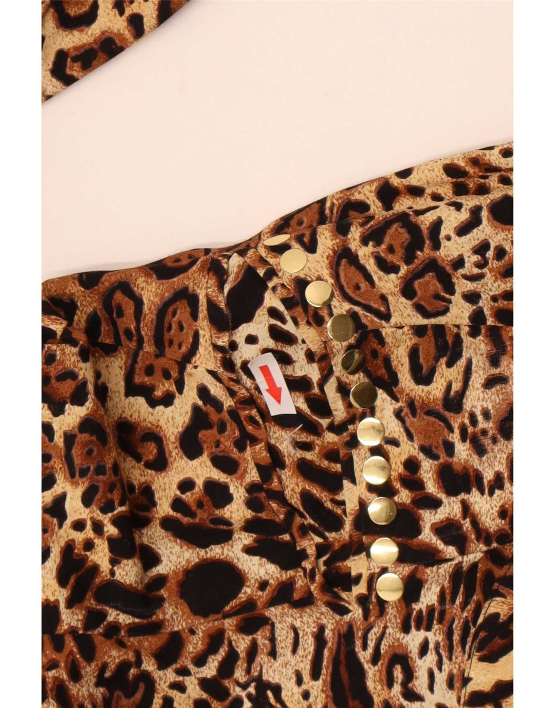 vintage Femme 2 Bouton Blazer Veste IT 48 XL Marron Animal Print Viscose