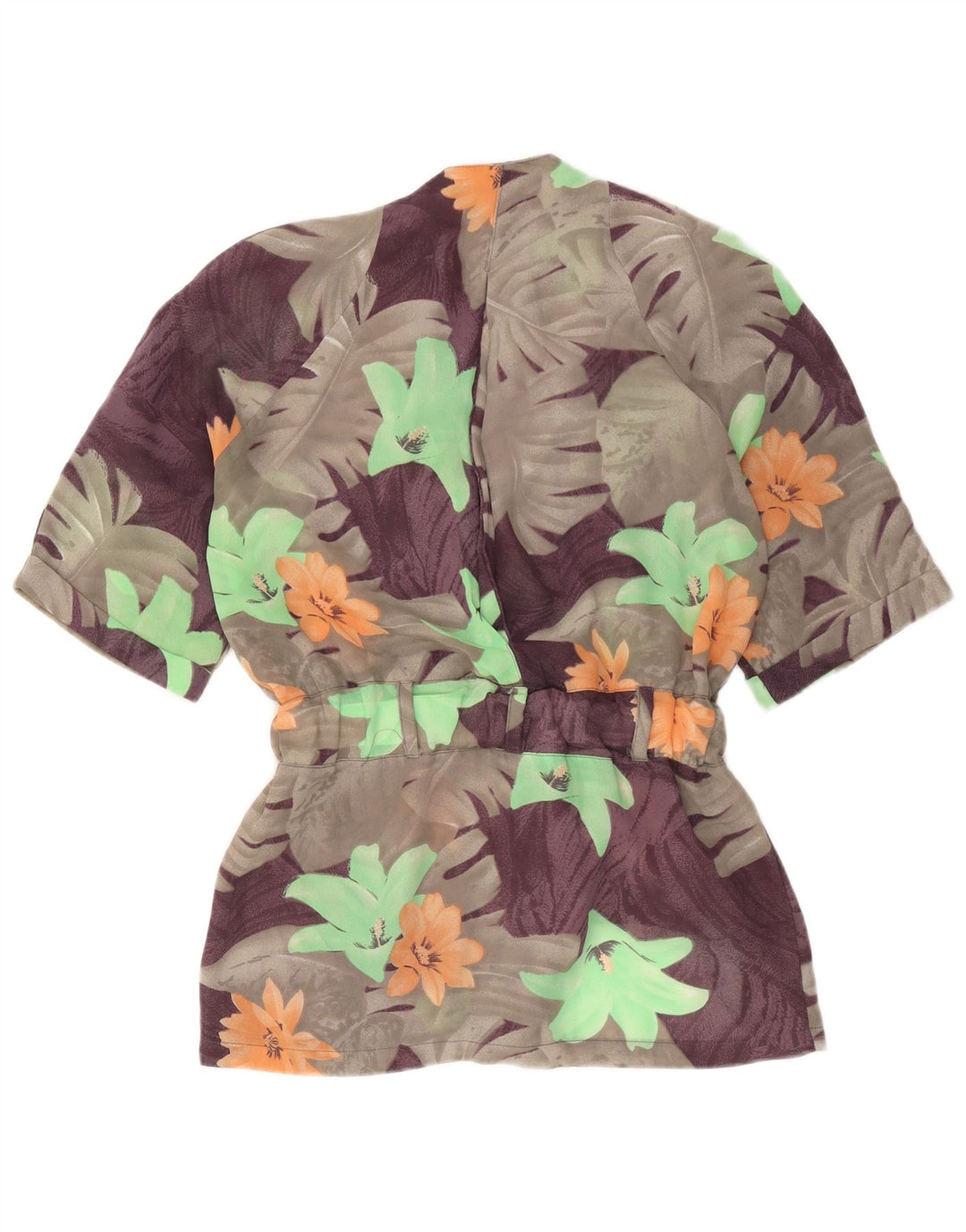 vintage Femme Double Breasted Blazer Veste UK 16 Grand Gris Floral