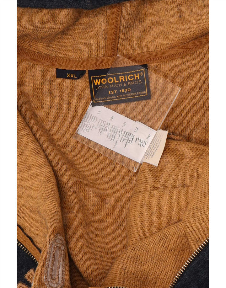 Woolrich Pull à capuche zippé graphique pour homme 2XL en laine bleu marine