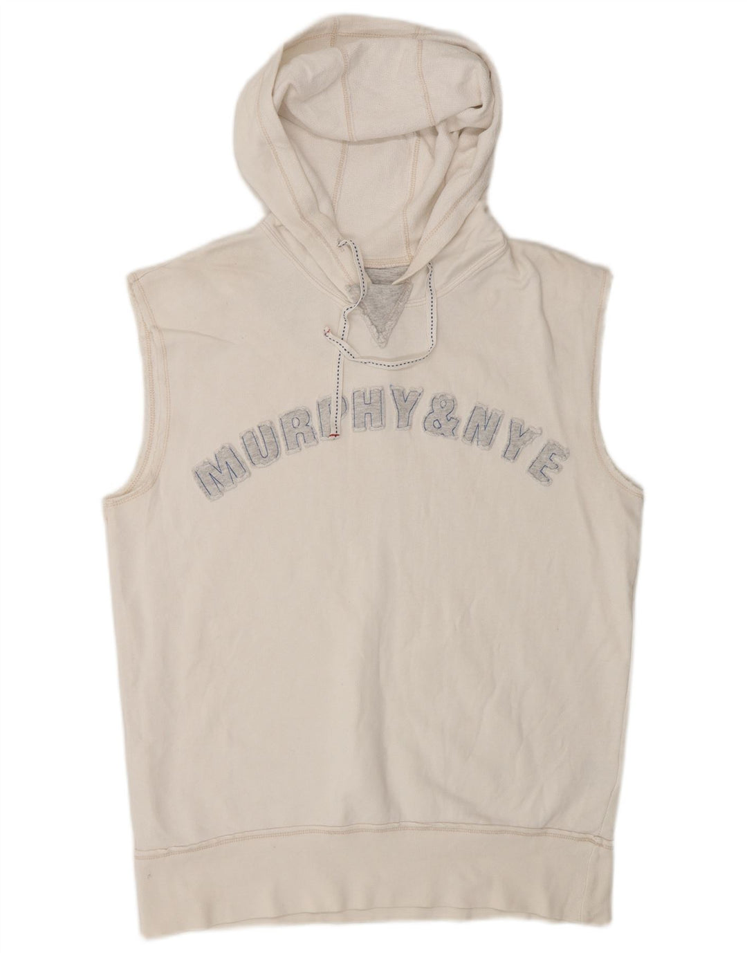 MURPHY & NYE Débardeur graphique à capuche pour homme en coton blanc cassé
