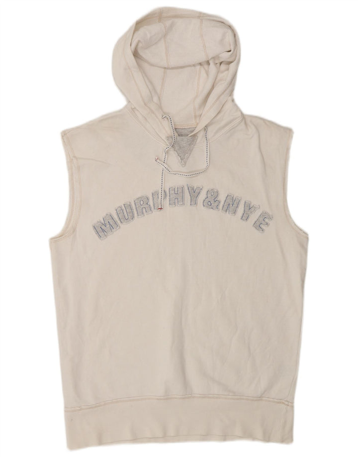 MURPHY & NYE Débardeur graphique à capuche pour homme en coton blanc cassé
