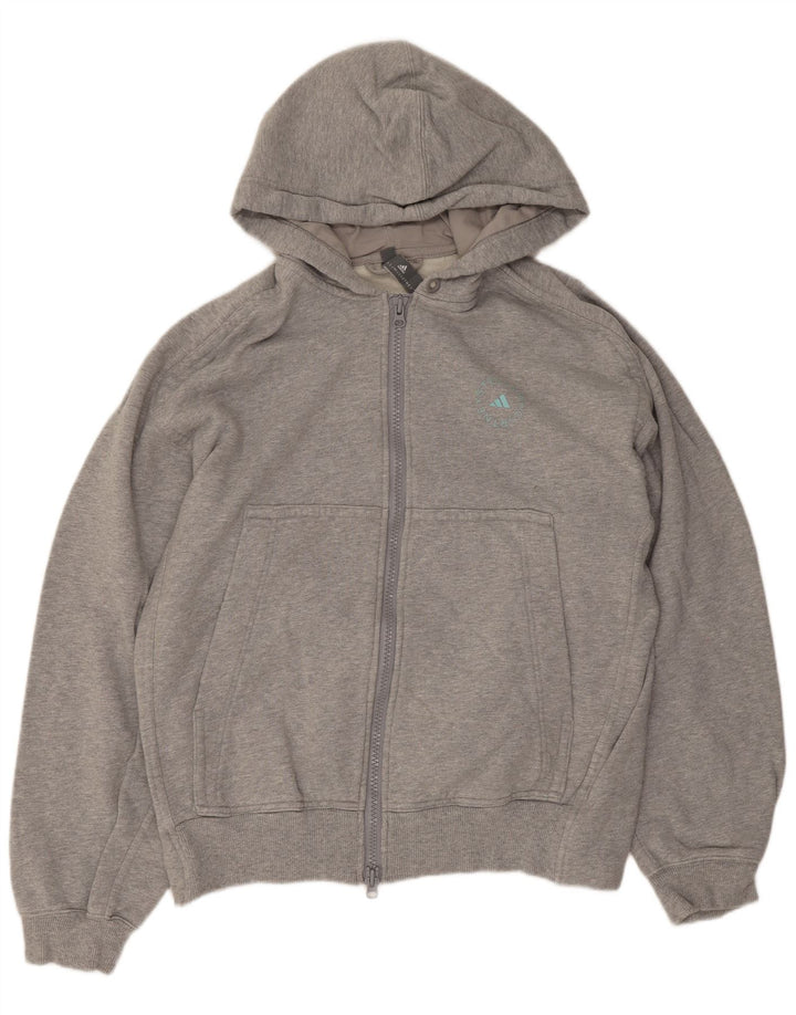 Adidas Pull à capuche zippé pour homme en coton gris moyen