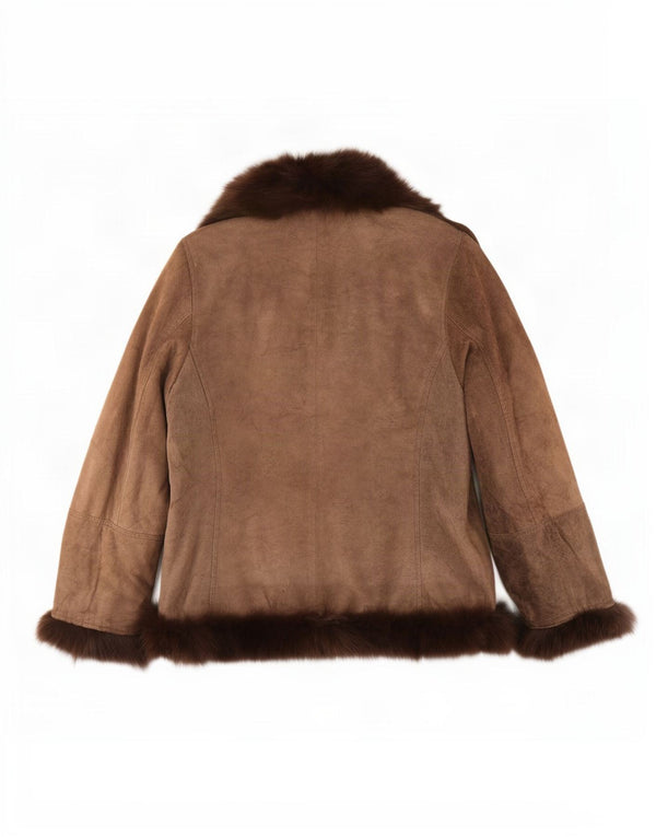 veste en daim femme vintage IT 52 2XL Cuir marron