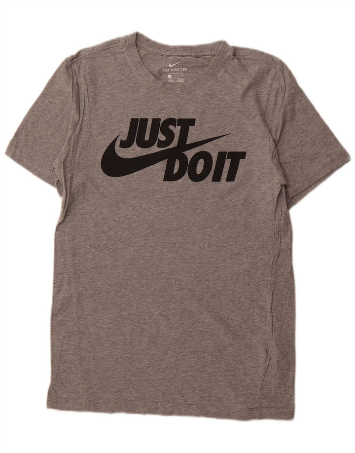 NIKE Mens Graphic T-Shirt Top Small Grey Flecked Cotton