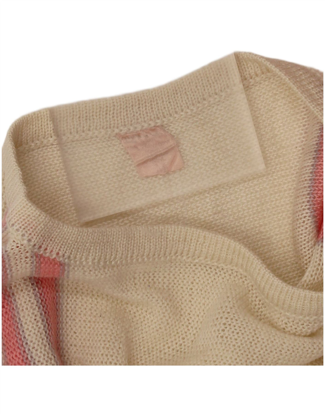 VINTAGE Pull col bateau femme UK 14 Rose moyen Colourblock