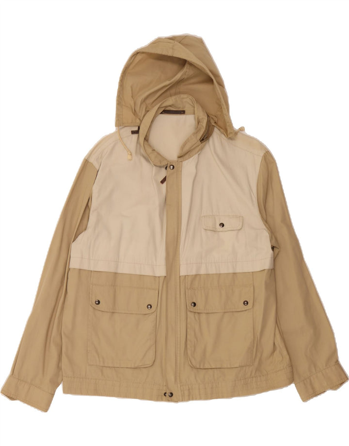 MCGREGOR Mens Hooded Bomber Jacket IT 54 2XL Beige Colourblock Cotton Vintage McGregor and Second-Hand McGregor from Messina Hembry 