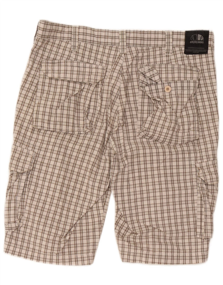Americanino Short cargo pour homme W34 Grand carreaux beiges