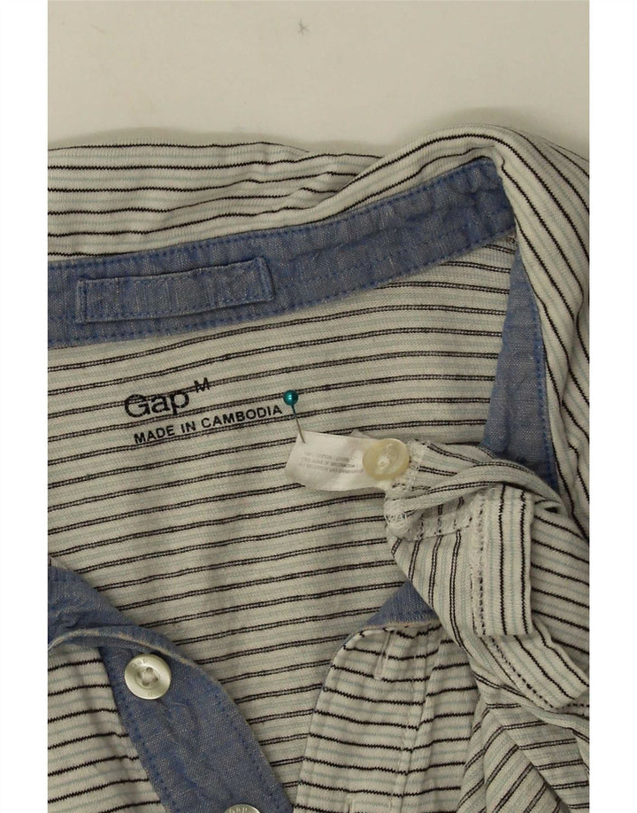 Gap Polo Homme Blanc Moyen En Coton À Fines Rayures