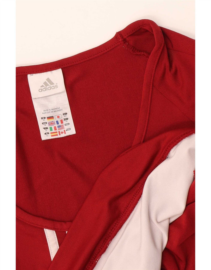 Adidas T-Shirt Femme Top UK 16 Large Rouge Polyamide