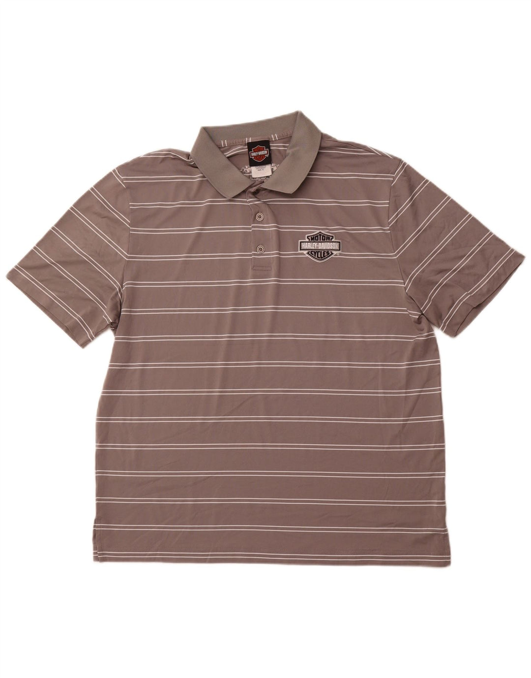 HARLEY DAVIDSON Polo Homme XL Gris Rayé Polyester
