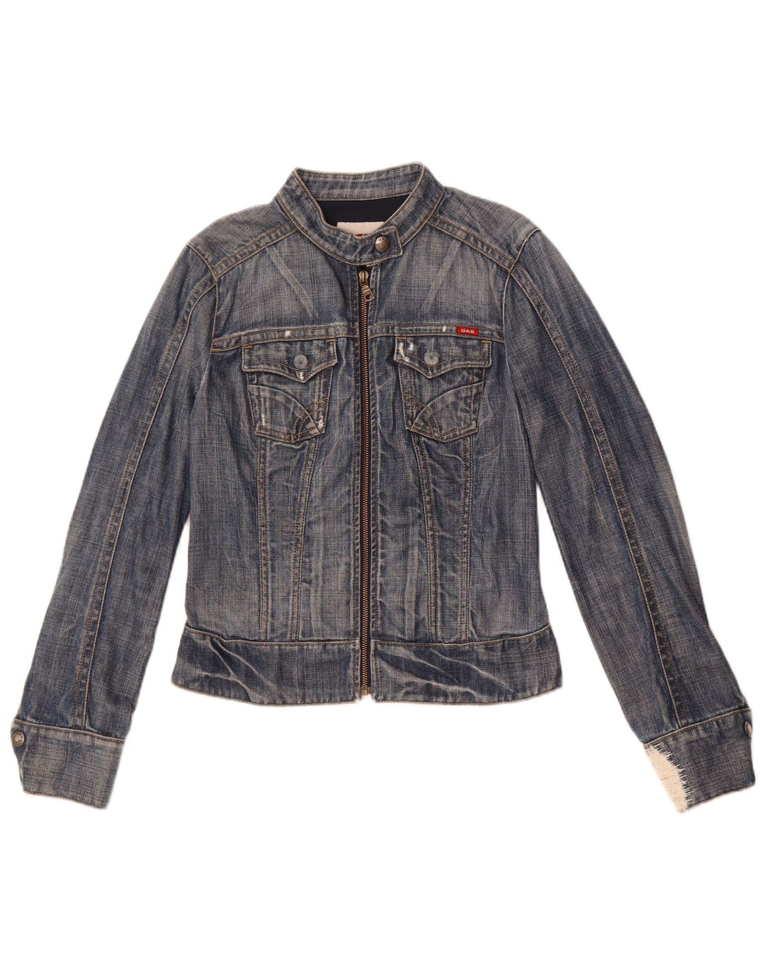Gas Veste en jean courte pour femme UK 12 Bleu moyen Coton