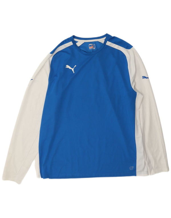 Puma Haut à manches longues pour homme 2XL Bleu Colourblock