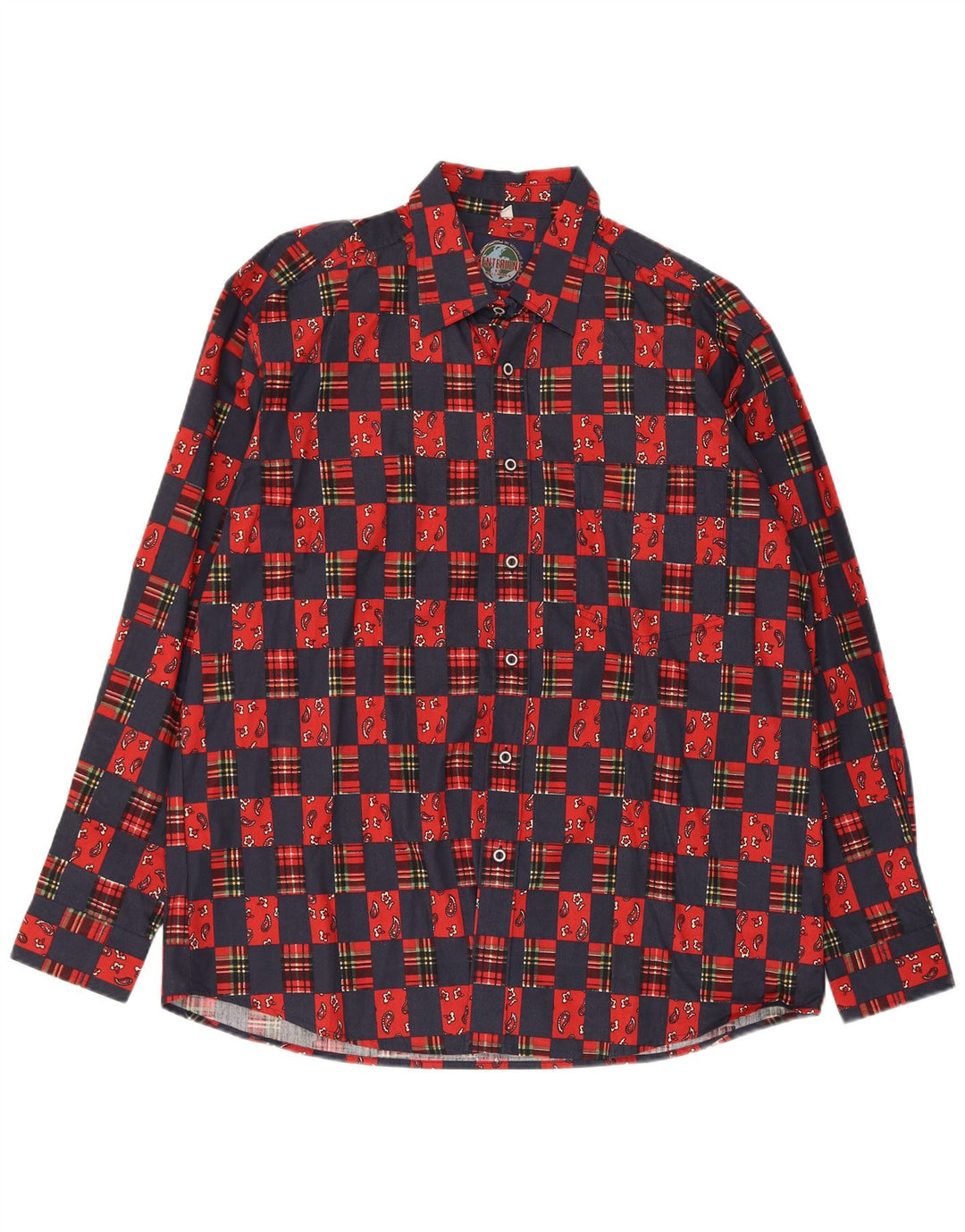 vintage Chemise Homme Taille 41/42 Grand Coton Bleu Marine Check