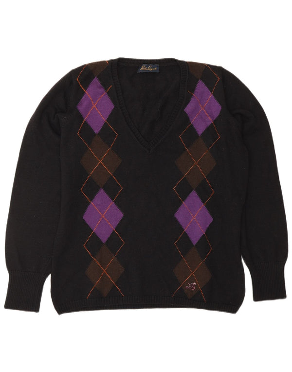 LUISA SPAGNOLI Pull col en V pour femme UK 14 Large Noir