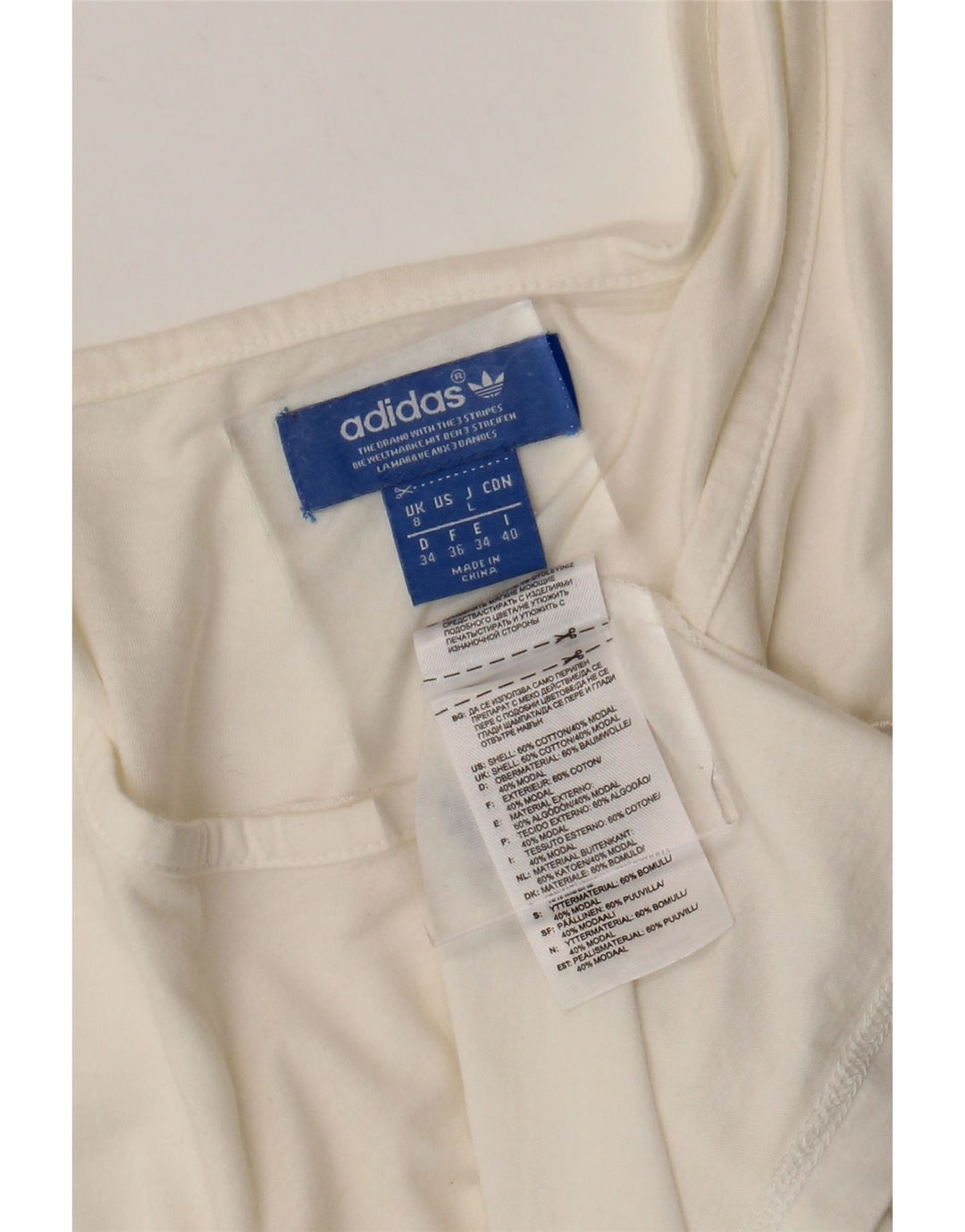 ADIDAS Tunique asymétrique graphique pour femme UK 8 Petit coton blanc