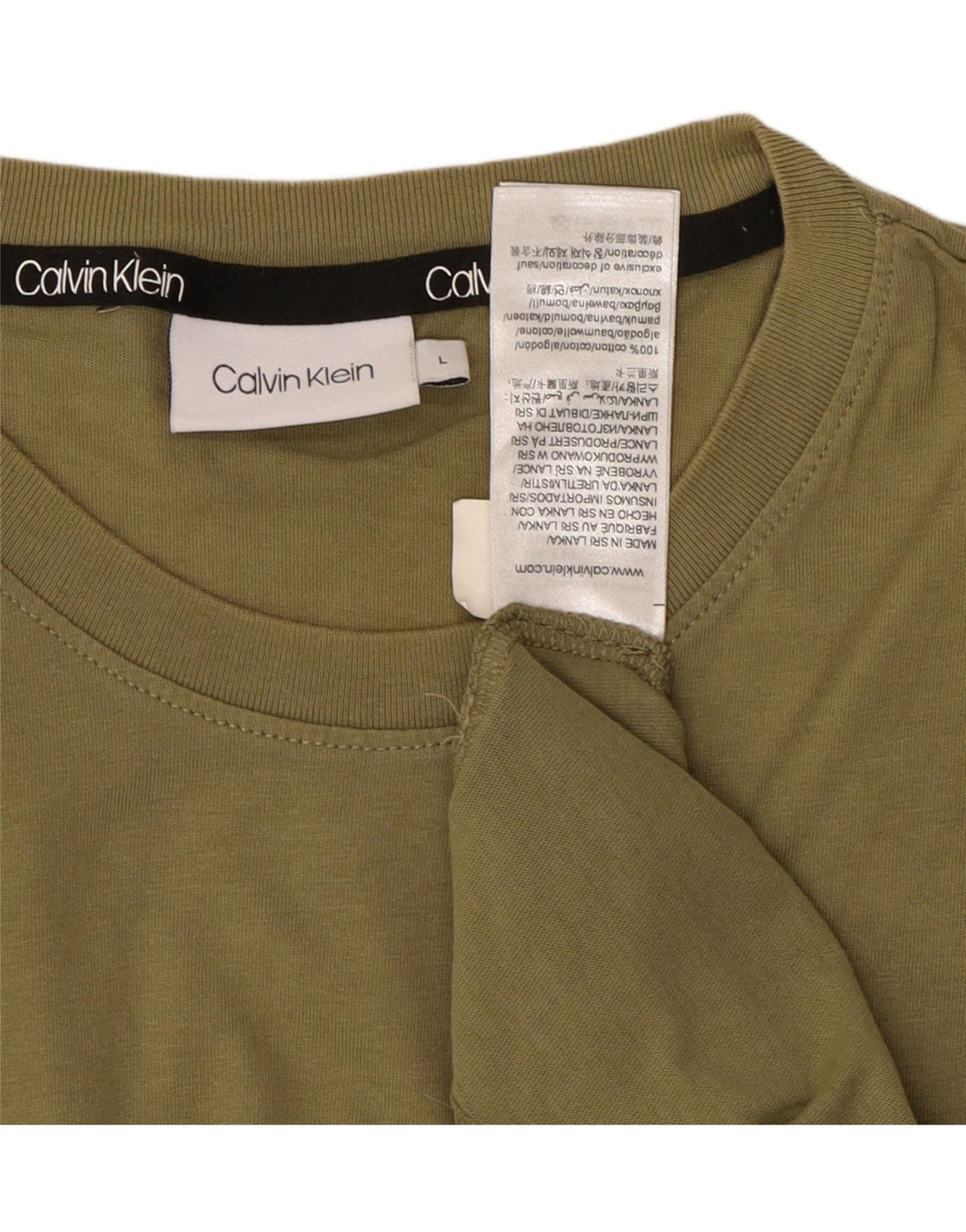 CALVIN KLEIN T-Shirt Homme Top Large Vert Coton