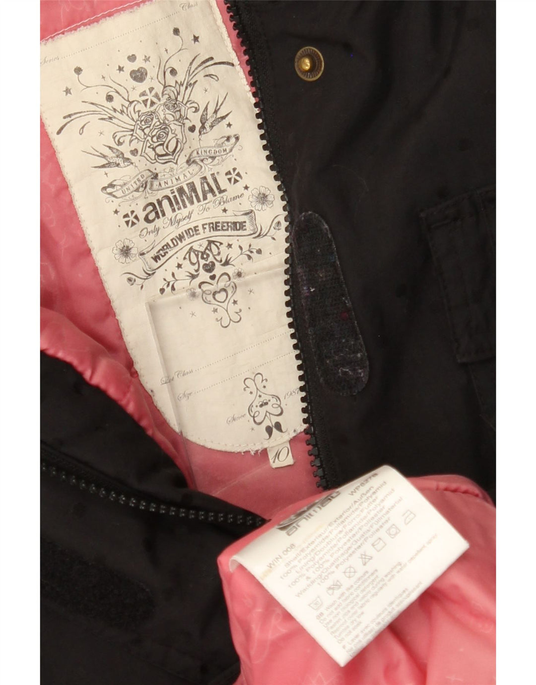 ANIMAL Veste coupe-vent à capuche pour femme UK 10 Small Noir Polyamide