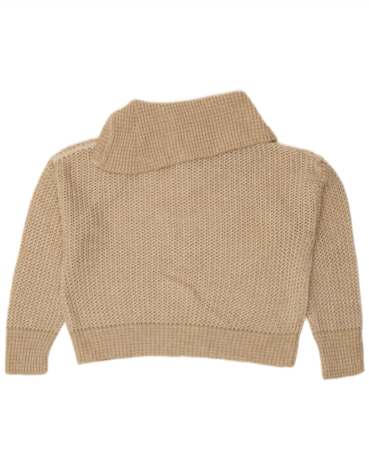 STEFANEL Pull surdimensionné à col boutonné pour femme UK 16 Large Beige