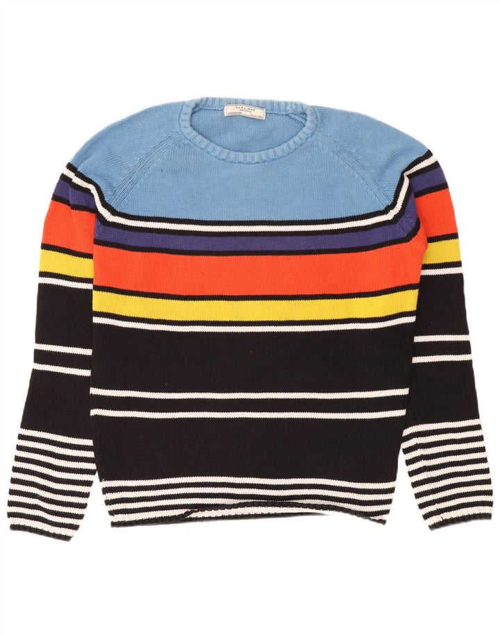 Zara Pull ras du cou pour homme, grandes rayures multicolores