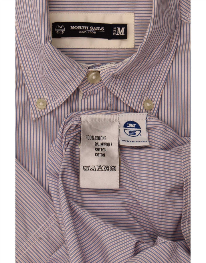 North Sails Chemise graphique à manches courtes pour homme en coton à fines rayures bleu moyen