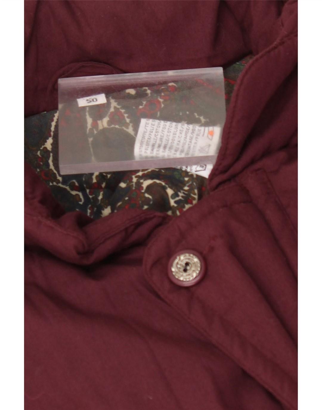 VINTAGE Veste matelassée homme IT 50 Large Bordeaux Polyester