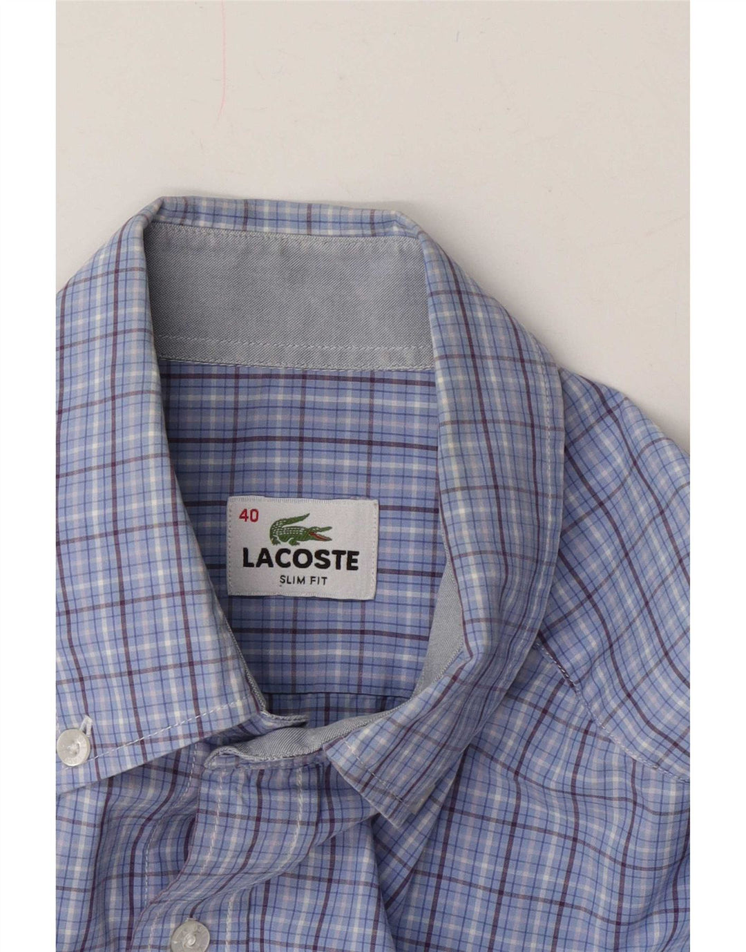 Lacoste Chemise slim fit pour hommes taille 40 carreaux bleu moyen