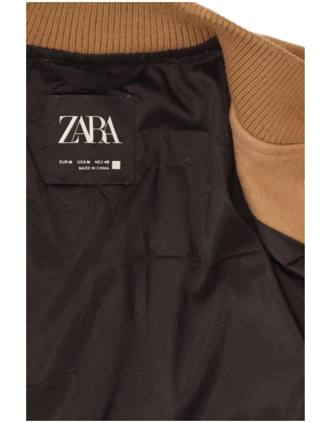 Zara Veste Bomber Homme UK 38 Polyester Marron Moyen