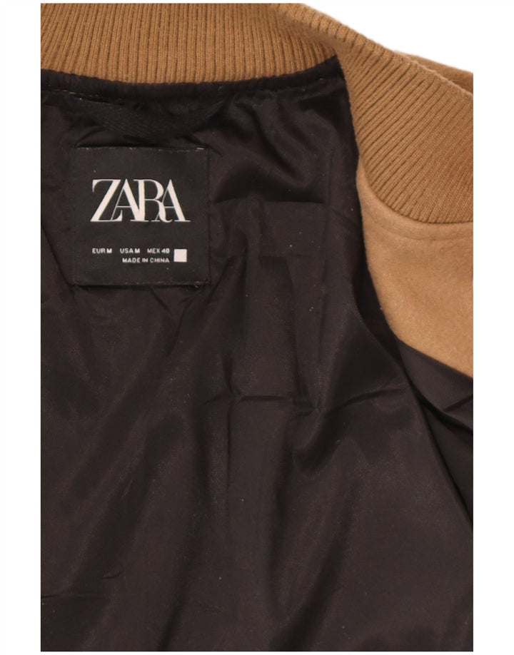 Zara Veste Bomber Homme UK 38 Polyester Marron Moyen