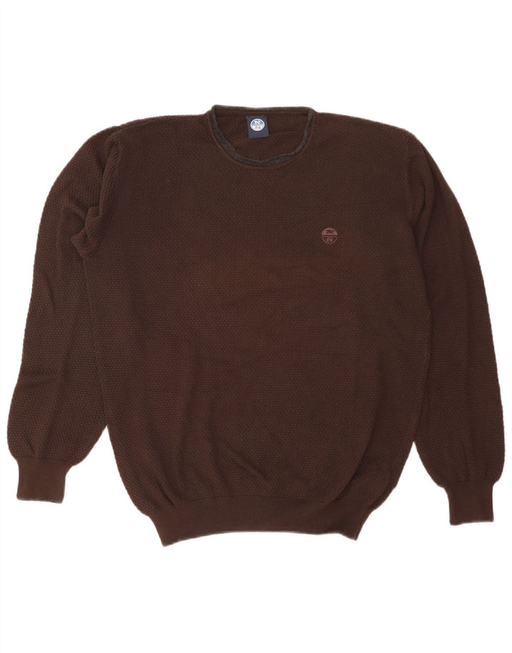 North Sails Pull à col rond pour homme en coton marron Taille L
