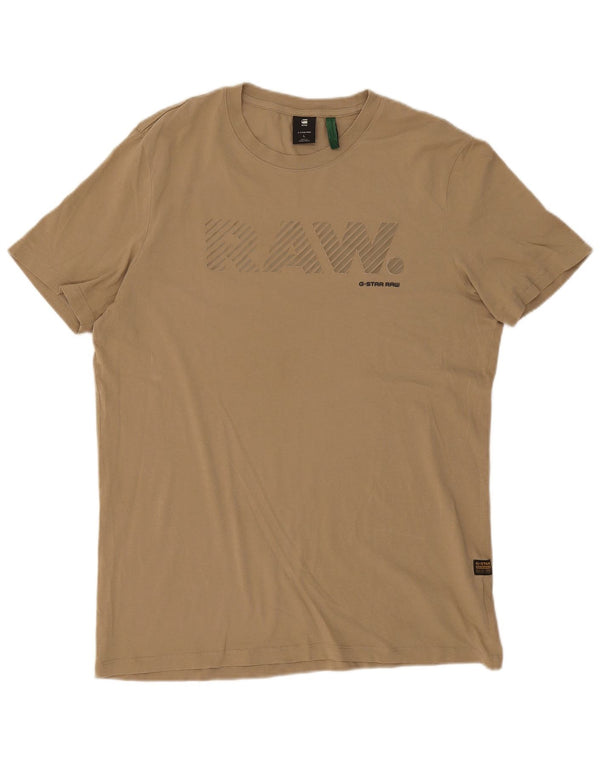G-Star Homme Graphic T-Shirt Top Large Beige Coton