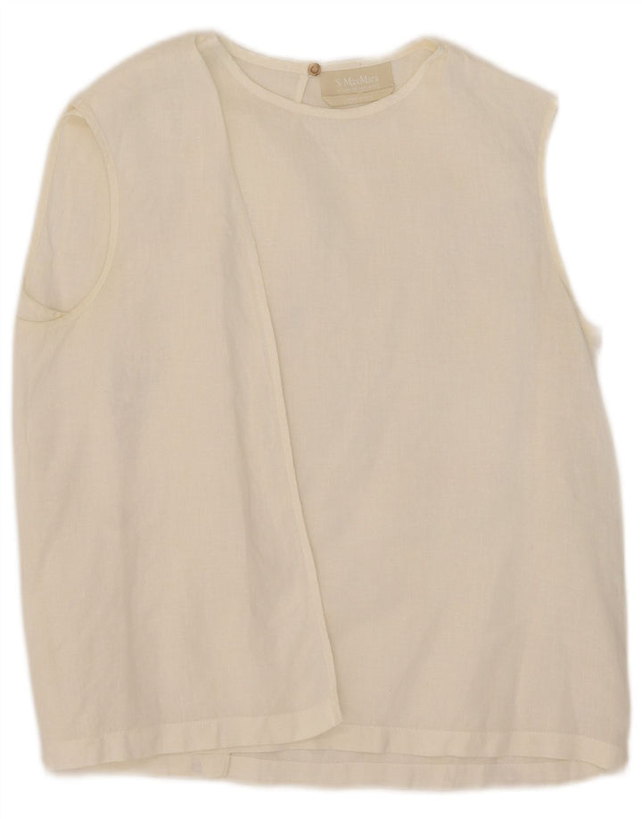 Max Mara Chemisier sans manches pour femme UK 44 Blanc moyen