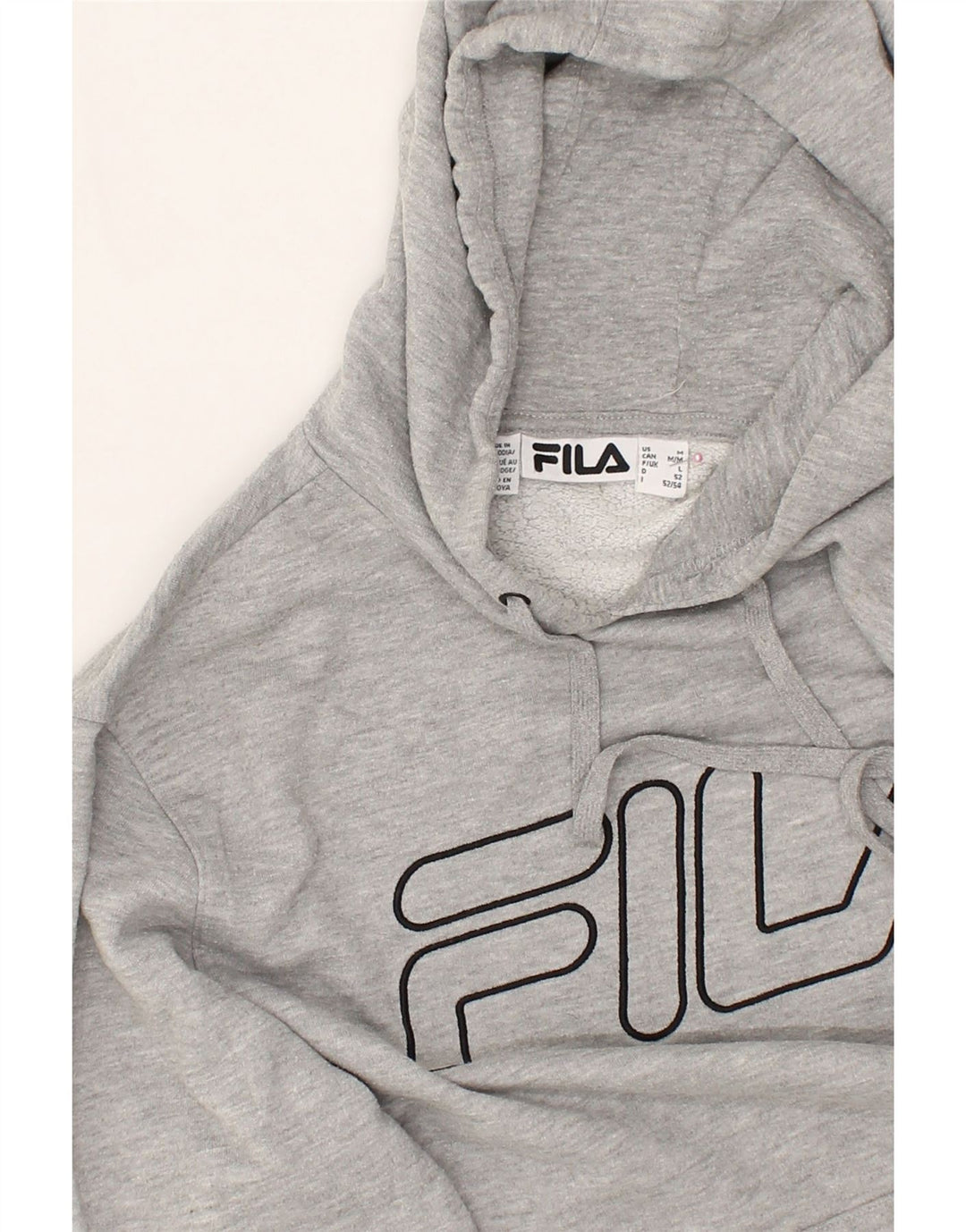 FILA Mens Graphic Hoodie Jumper Large Grey Cotton | Vintage Fila | Thrift | Second-Hand Fila | Used Clothing | Messina Hembry 