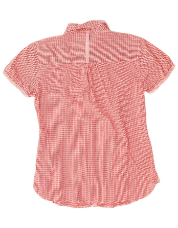 Woolrich Chemise Slim Fit à Manches Courtes pour Femme UK 14 Grand Coton à Carreaux Rouge