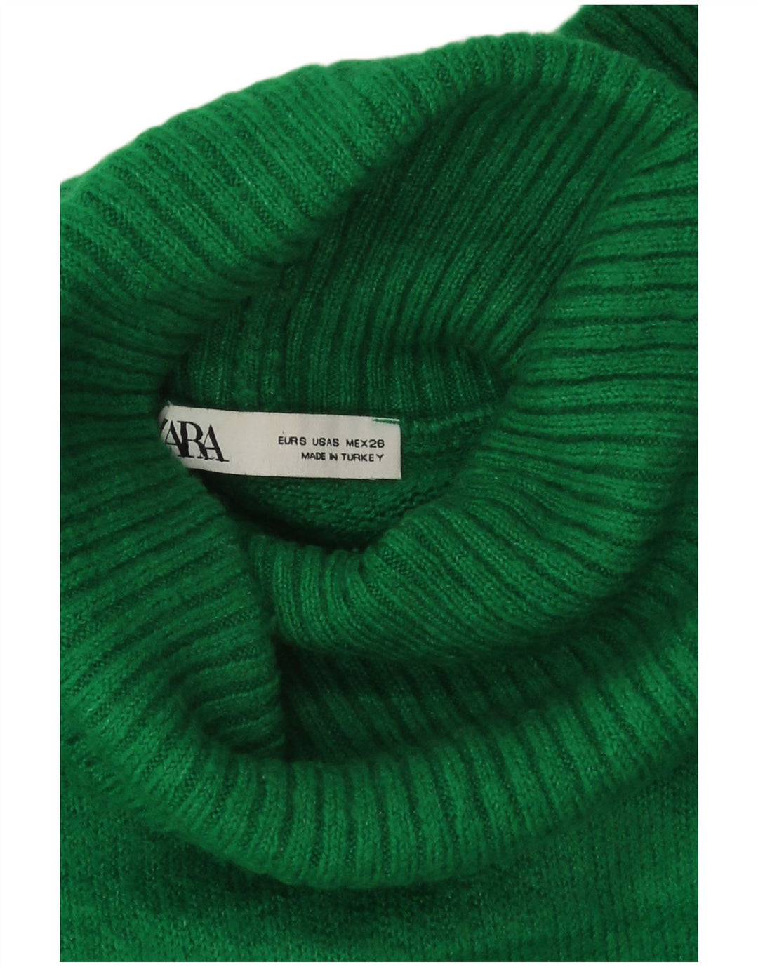 Zara Pull court surdimensionné à col roulé pour femme UK 10 Petit Vert