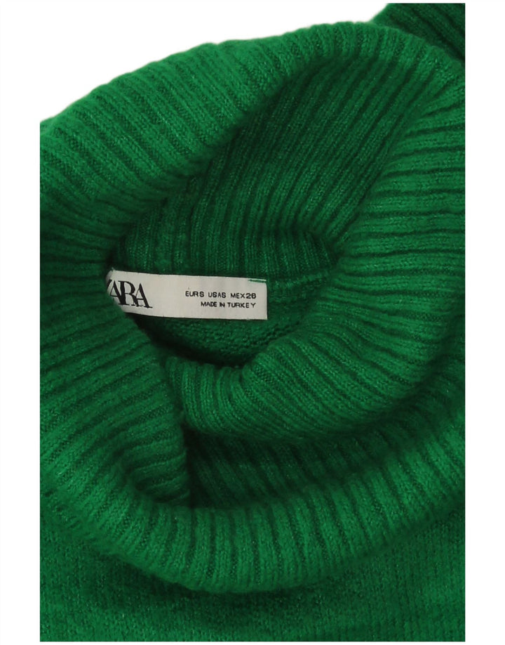 Zara Pull court surdimensionné à col roulé pour femme UK 10 Petit Vert