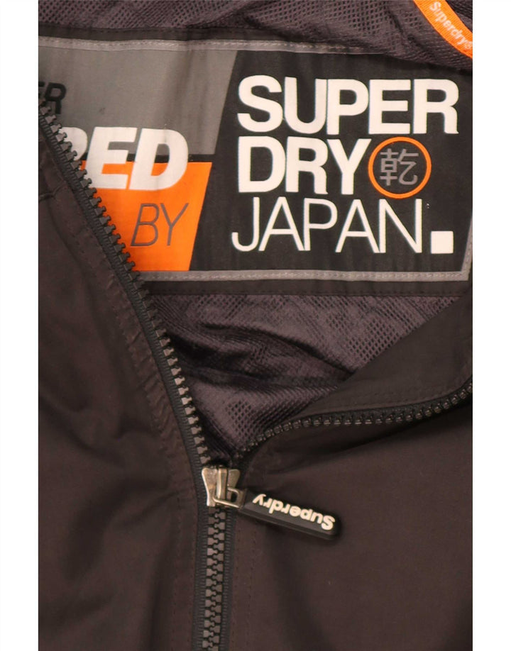 Superdry Veste coupe-vent à capuche pour hommes UK 40 Large Noir Polyester