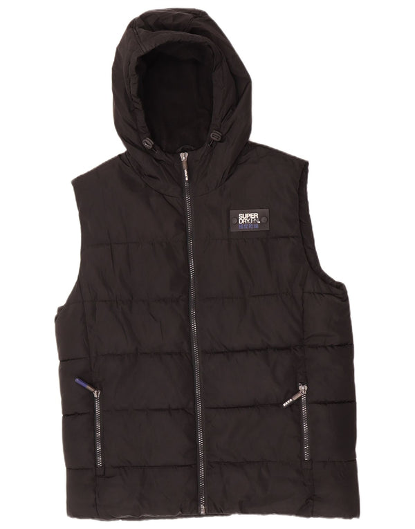 Superdry Gilet rembourré à capuche pour homme UK 42 XL Noir Polyester