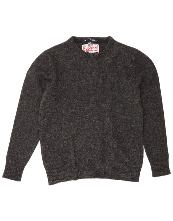 Superdry Pull ras du cou pour femme UK 14 Large Gris moucheté