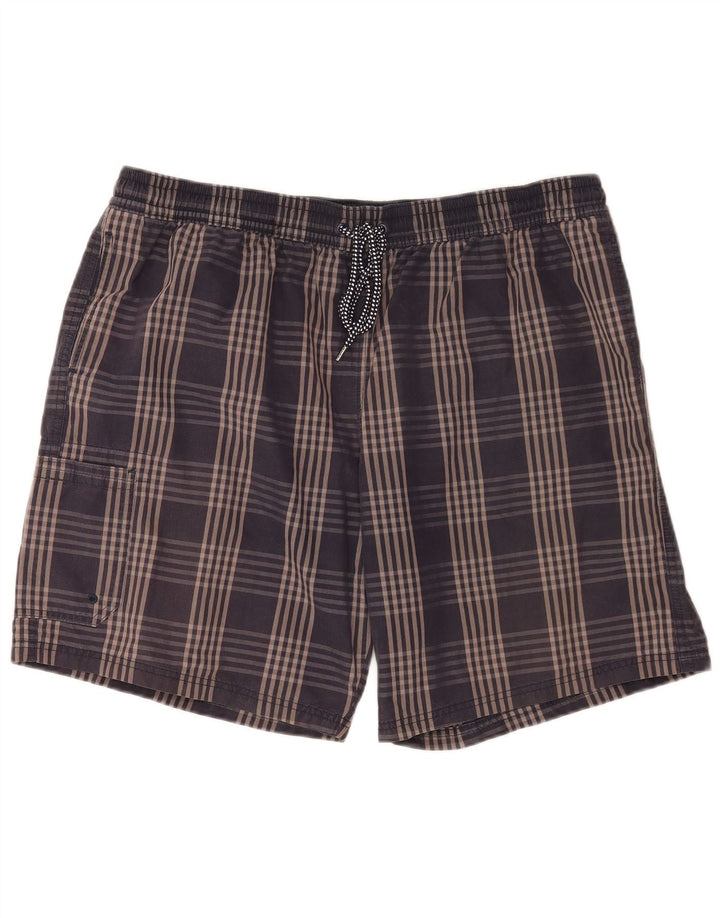 Marks & Spencer Short de bain cargo pour homme 2XL en coton à carreaux bleu marine